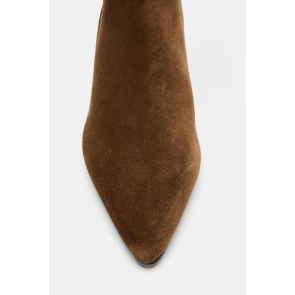 ZARA STITCHED SPLIT SUEDE HEELED BOOTS - Picture 7 of 8